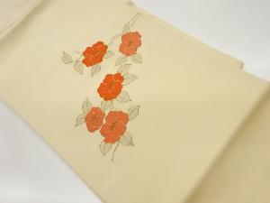 塩瀬金駒刺繍椿模様名古屋帯